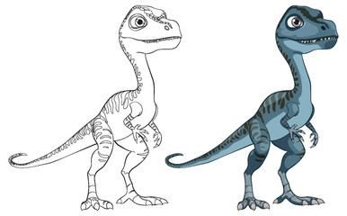 Colorful and outlined dinosaur illustration for kids