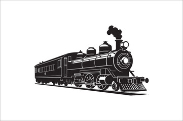 Old Steam locomotive vector.. vintage train vector illustration. silhouette of the old train.  © MdNayab