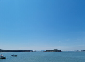 Fototapeta premium Blue sky and sea landscape. 