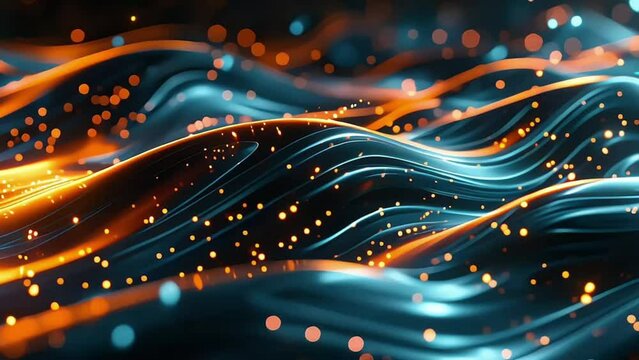 Abstract orange, blanc, and blue background with waves - Generative A