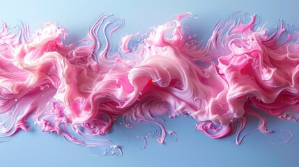 Abstract Pink and White Swirls on a Blue Background