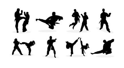 vector collection of karate martial arts silhouette illustrations © mdpz art