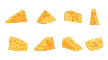 vector collection of cheese slice illustrations