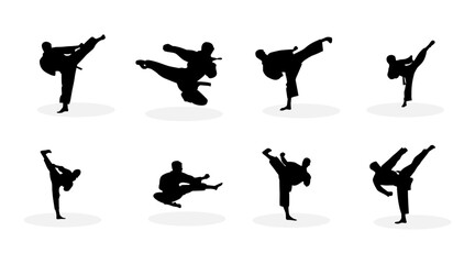 vector collection of karate martial arts silhouette illustrations © mdpz art