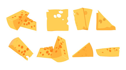 vector collection of cheese slice illustrations