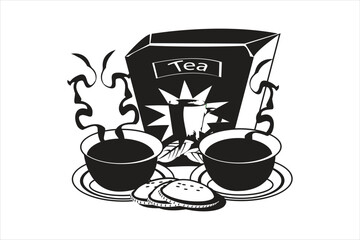 Hot Tea Icon with Teabag silhouette Vector illustration