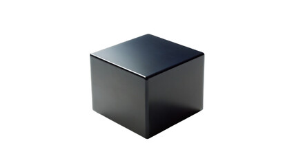A single black square box with a blank surface sits isolated on a white background
