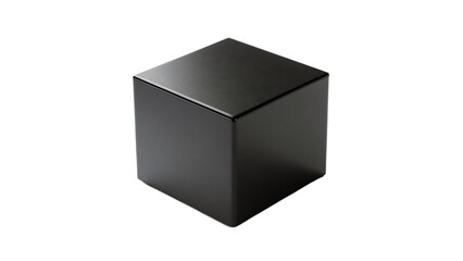 A single black square box with a blank surface sits isolated on a white background