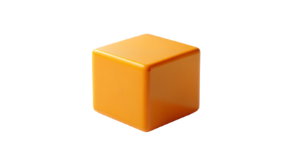 A single orange square box with a blank surface sits isolated on a white background