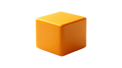 Fototapeta premium A single orange square box with a blank surface sits isolated on a white background