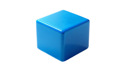 Fototapeta premium A single blue square box with a blank surface sits isolated on a white background