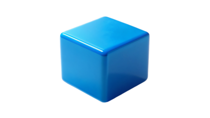 A single blue square box with a blank surface sits isolated on a white background