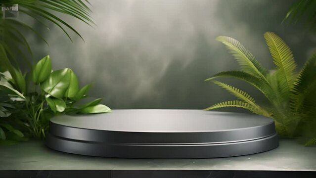 Modern background platform with cylindrical glass base. modern podium platform, cosmetic product display, modern stage display podium