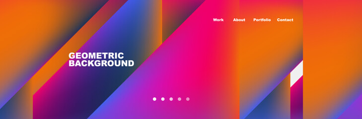Colorful fluid gradient triangles and squares web site template. Vector Illustration For Wallpaper, Banner, Background, Card, Book Illustration, landing page