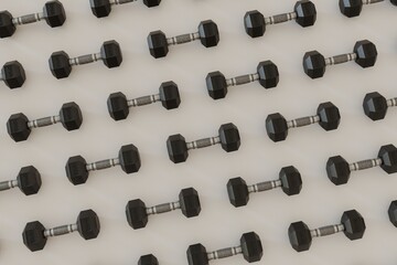 Dumbells on floor 10kg fitness sport workout 3d