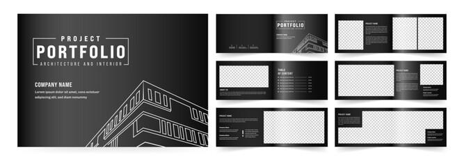 Landscape Architecture Brochure Template, Black and White Portfolio Layout