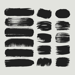 set of ink stains splashes. collection of black brush strokes 05
