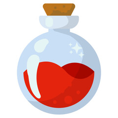 Magic Potion in Bottle Vector Illustration. with Cartoon Style.