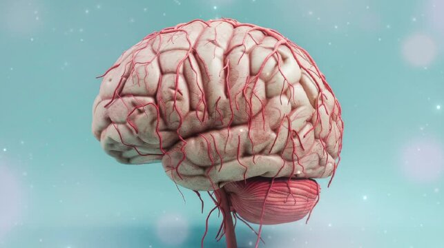 human brain anatomy in blue background, 3d rendered illustration	