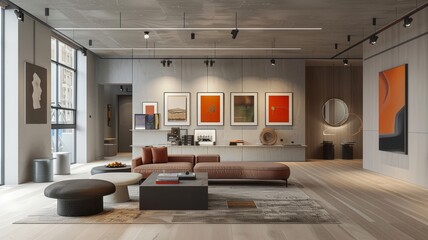 Modern Minimalist Living Room with Artwork and a Sectional Sofa