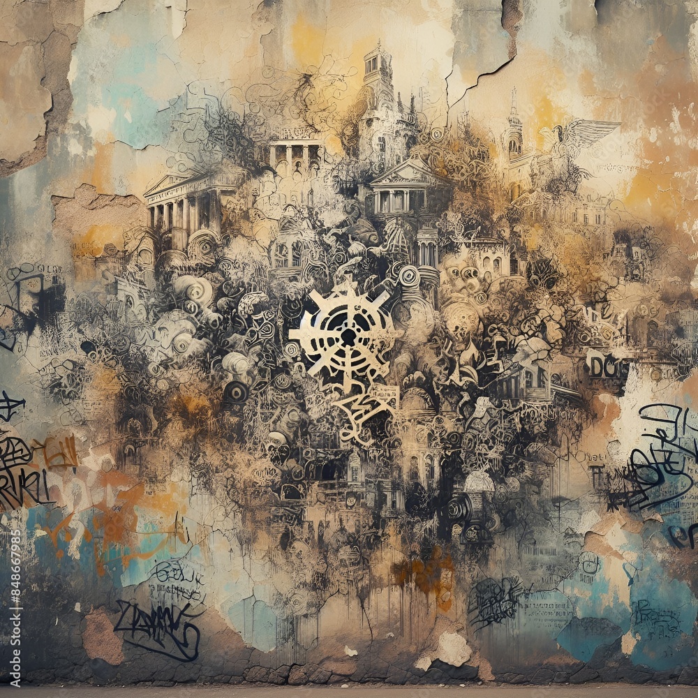 Poster grunge background with flowers