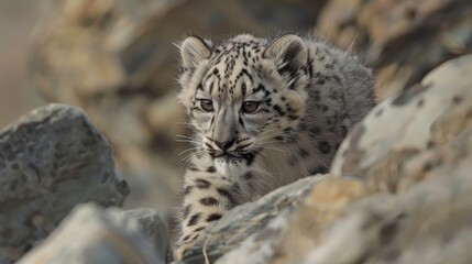 Fototapeta premium Young Snow Leopard Panthera Uncia