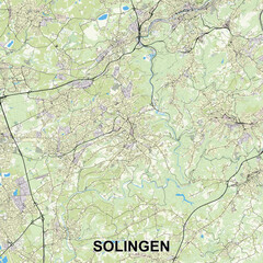 Solingen, Germany map poster art