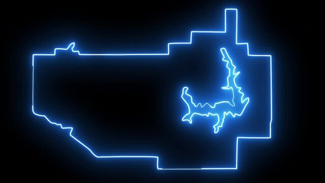 map of Norman in oklahoma with a blue glowing neon effect