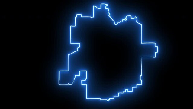 Tulsa map in oklahoma with blue glowing neon effect