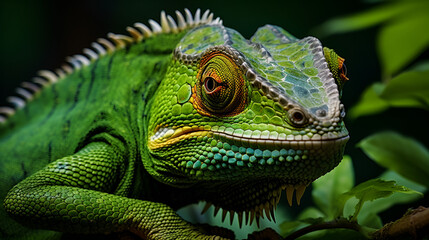 Fototapeta premium A cute gecko in the tropical rainforest looking at camera generated by AI