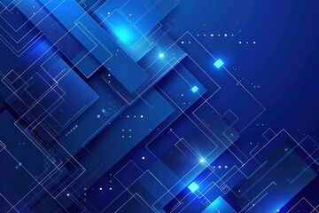 Obraz premium Abstract Blue Geometric Background with Glowing Lines