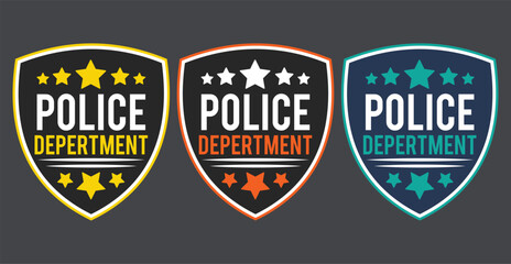 Police badge icon. Police patches. Police badge with vector military shield silhouettes.