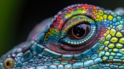 Fototapeta premium Close-up of a lizard's eye, capturing the intricate structure and colors with high clarity and depth, macro photography at its finest