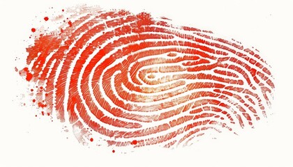 Abstract red fingerprint with a unique pattern. Isolated on white background.
