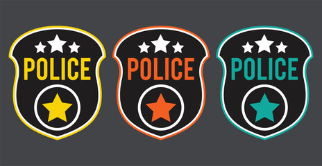 Police badge icon. Police patches. Police badge with vector military shield silhouettes. 11:11