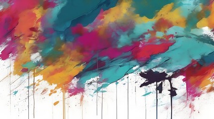 Fototapeta premium Abstract color paint brush strokes on canvas texture. Painting background. Modern contemporary wall art illustration. Colorful artwork for background.