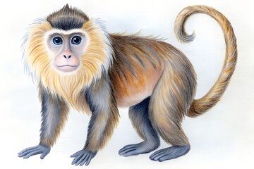 Fototapeta premium monkey pencil hand drawn isolated white background