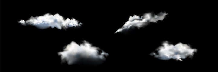 White smoke puff isolated on transparent background.. PNG. . Vector illustration.