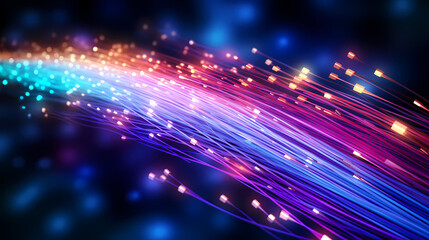 Fototapeta premium Close up of glowing fiber optic cables