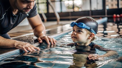 Child Taking Swimming Lesson
