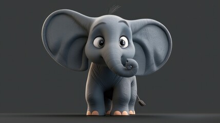A cartoon elephant with a trunk up on a transparent background