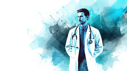 doctor vector illustration, background for doctors day with space for design 