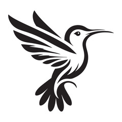 Hummingbird Vector silhouette black on white background