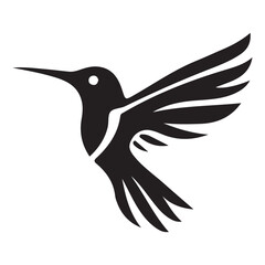 Fototapeta premium Hummingbird Vector silhouette black on white background