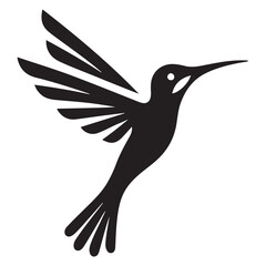 Hummingbird Vector silhouette black on white background