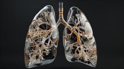 Fototapeta premium Detailed Anatomical Rendering of Human Lungs