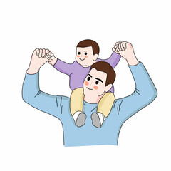 parent and baby father's day illustration vector cute