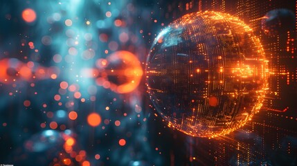 Obraz premium Mesmerizing Tech Sphere Visuals with Interconnected Digital Elements and Vibrant Colors