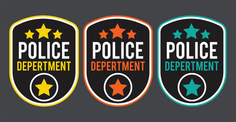 Police badge icon. Police patches. Police badge with vector military shield silhouettes. 11:11
