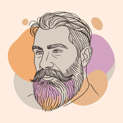 Handsome face man beard man emblem icon. bearded men face. Haircuts, beards, mustaches  vector illustration
